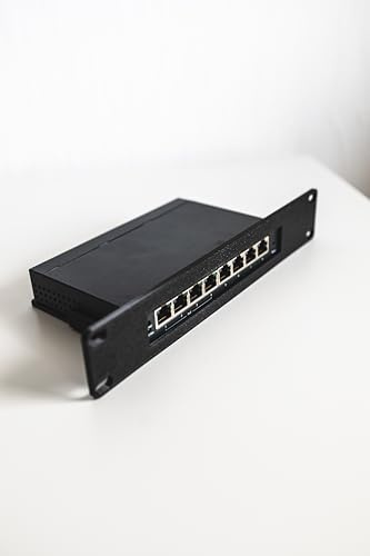 Rack Mount 1U for TP-Link TL-SG105, SG108, OC200 - 19 and 10 Bracket | 3D Printed - Network Accessory for Server Racks (Black, TP-Link TL-SG108 10)