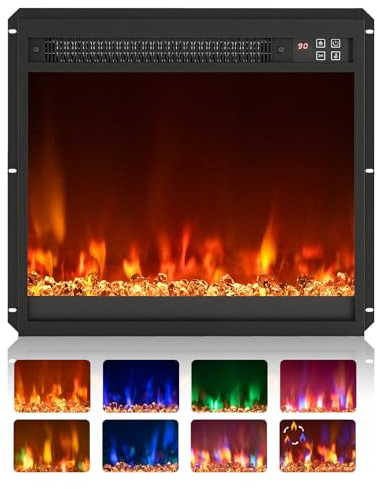 SOARS Camino Elettrico 1500W, Caminetto Elettrico con Effetto Fiamma LED a 8 Colori, 3 Livelli di Luminosità,17-32℃, Protezione Anti Surriscaldamento, Telecomando (49,1 X 12,3 X 45 CM)