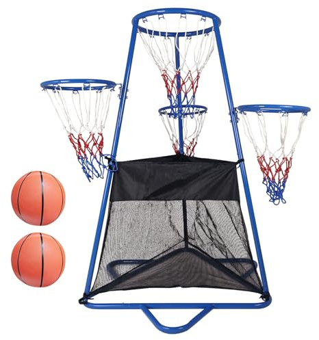 Garvee 4 Hoop Basketball Set for Toddlers, Indoor & Outdoor Play, Preschool Toy for Ages 3+, Includes 4 Basketballs and Air Pump, Fun Basketball Game for Kids