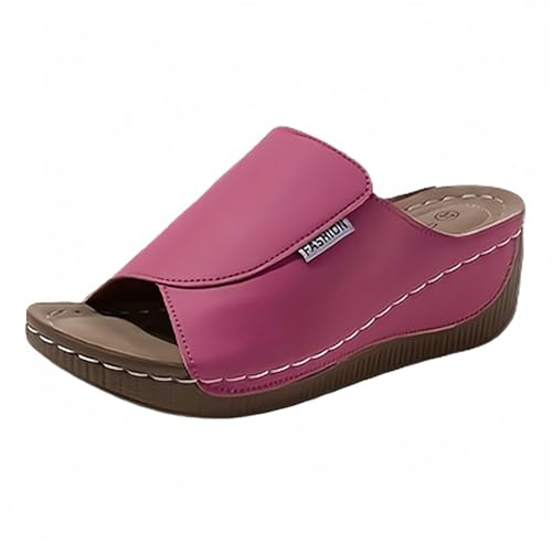 Platåsandaler damer kilklack strandsandaler bekväma tofflor andas ortopediska skor slip-on sandaletter enfärgade damsandaler bohemiska sommarskor för mors dag