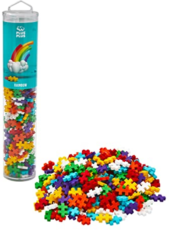 Plus-Plus 9604262 Geniales Konstruktionsspielzeug, Regenbogen, Kreativ-Bausteine Tube, 240 Teile