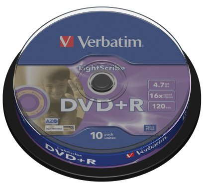 Verbatim DVD+R Advanced AZO+ Vírgenes de DVD 16x 4,7 GB LightScribe Surface Version 1.2 10 Unidades en Spindle