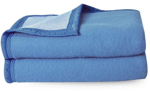 Linnea Couverture Pure Laine Vierge Woolmark 500g/m² Volta 220x240 cm Bleu Azur