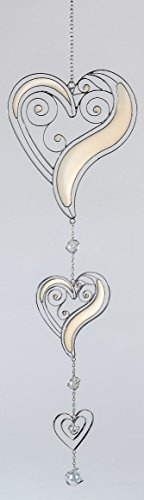 formano Modern dekoration för fönster, hjärthängare, fönsterdekoration, dekorativ hängare, glasbild att hänga upp, Tiffany, vit/silver, 58 cm, stor