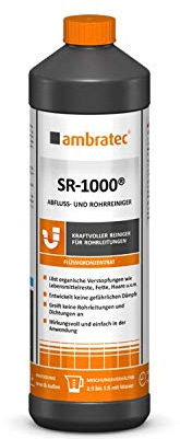 Ambratec Desatascador SR 1000, desatascador de tuberías, elimina atascos, restos de alimentos, grasas de pelo, sin vapores peligrosos, no ataca las juntas de tuberías.
