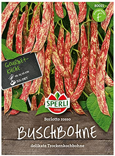 80015 Sperli Premium Buschbohnen Samen Borlotto Rosso | Beliebte Sorte | Trockenkochbohne | Borlotti Bohnen | Käferbohnen Samen