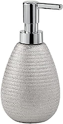 Gedy G-Astrid Silver - Baño Plateado, Dimensiones 16,6 x 8,3 x 8,3 cm, Peso 0,23 kg, dispensador de jabón de cerámica, año de garantía 2, diseño de I+D, Talla única