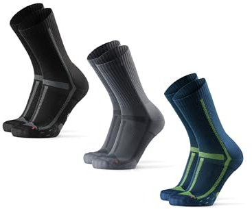 DANISH ENDURANCE Crew Laufsocken (3|5 Paar), Halbhohe Sportsocken, Unisex, für Damen & Herren, Mehrfarbig (1x Schwarz, 1x Grau, 1x Marineblau), 39-42
