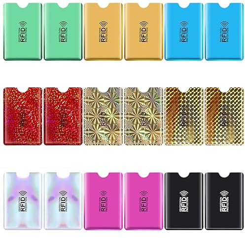 Molain - Funda de bloqueo RFID para tarjetas de identificación RFID de colores para hombres y mujeres, 18 piezas, 3.6 x 2.5 inch, RFID