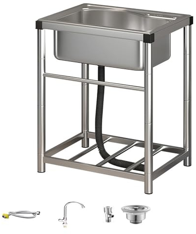 Gewerbliche Edelstahl Spültisch, Freistehende Spültisch für Garage, Garten, Camping