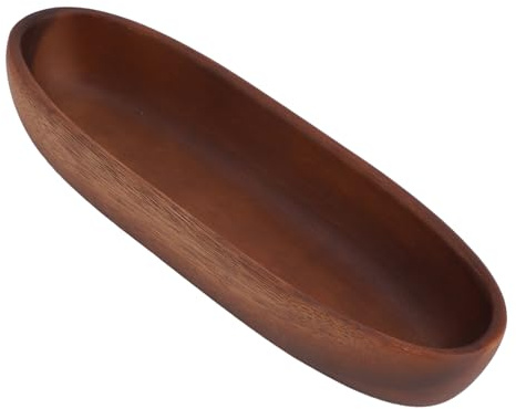 Stor Båtformad Träsalladsskål Multifunktionsnaturmaterial Handgjorda Förtjockat Material, Bekväm Känsla för Mat Bröd Frukt Snackdessert (Medium)
