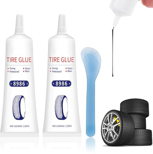 Bocguy Reifenkleber, 120ML Gummikleber, Reifendichtmittel, Reifenreparatur Kleber mit Schaber für Fahrrad, Motorrad, Autoreifen Schnelle Reparatur von Reifenrissen Löcher und Abblättern