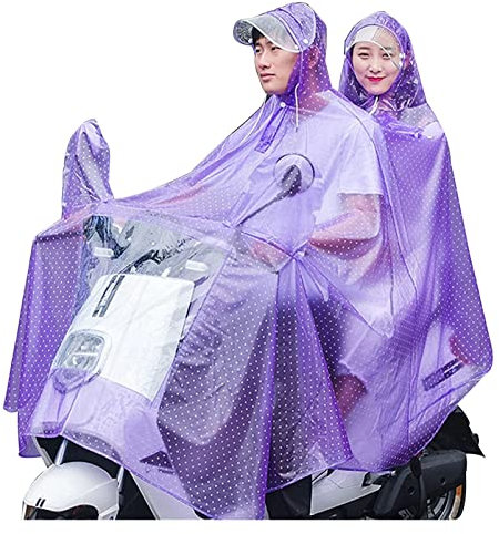 Regenponchos Damen Regenponcho Regenmantel Regenjacke Transparent Winddicht Unterzieher Einzel Doppel Regenjacke Wasserdicht Punkte Trenchcoat Parka Regenbekleidung für Fahrrad Motorrad (Violett Dopp