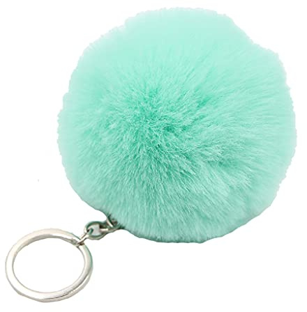JSGHGDF 1 Porte-clés Pompons Poms en Fausse Fourrure pour Filles, Femmes, Pendentif pour Sac, Bijou Accessoire, vert clair, Nouveauté