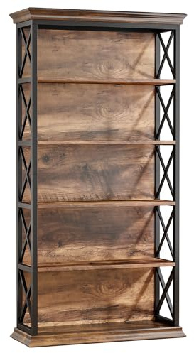 Tribesigns Librería estantería de pie de 180 cm de Altura, Madera de 6 Niveles, estantería Abierta con Estructura de Metal para salón, diseño Industrial, marrón Vintage