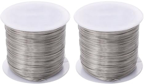 2 rollos de alambre de plata de 0,5 mm x 60 m para fabricación de joyas, alambre fino de metal para manualidades, cable de modelado, hilo de alambre para manualidades, cuerda de alambre para pulsera