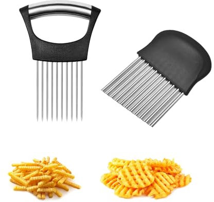Yeenano Coupe Pomme de Terre,Edelstahl Zwiebelschneider Couteau Ondulé à Frites,Couteau Ondulé en Acier Inoxydable,Coupes légumes,Dentelé Lame Ondulée pour Trancher Gadget Cuisine Accessoires