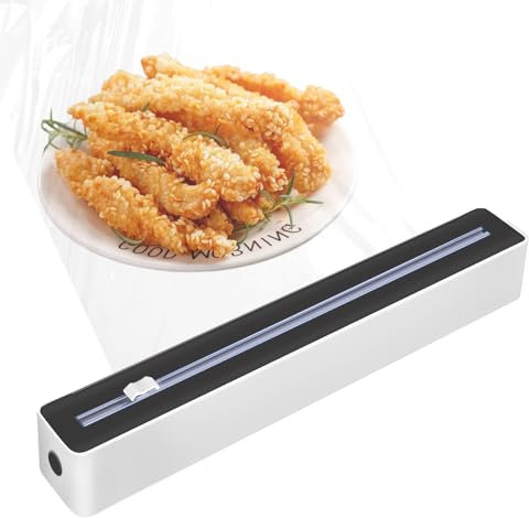 Cling Film Dispenser and Cutter Kitchen Foil Cutter Adjustable Storage and Cutting Box Foil Cling Film and Kitchen Roll Holder Dispenser for Home Kitchen Restaurant (Black)