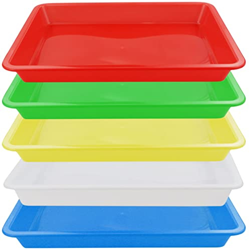 Vassoi multicolori, vassoio plastica rettangolare, vaschetta plastica, 5 colori, per scuola, casa, arte e artigianato, progetti fai da te, pittura, perline