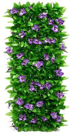 Max 200 * 40cm Expanding Garden Flower Trellis Panels, Privacy Screen Garden, Fence Screening, Gardenss Fence Screening, Gardens Fences Screeningss with Artificial Ivy and Violet Flower (1 pc)