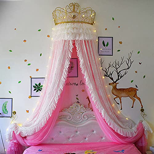 Toldo de cama de princesa, cortina de cama redonda para niñas, decoración, perfecta para juegos y juegos temáticos de castillos