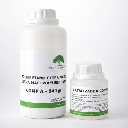 Barniz Poliuretano al Agua 2 Componentes Extra Mate para Microcemento Cemento Impermeable Alta Resistencia UV No Amarillea Protector Suelos y Paredes Interior Exterior INNOVA CHEMICAL