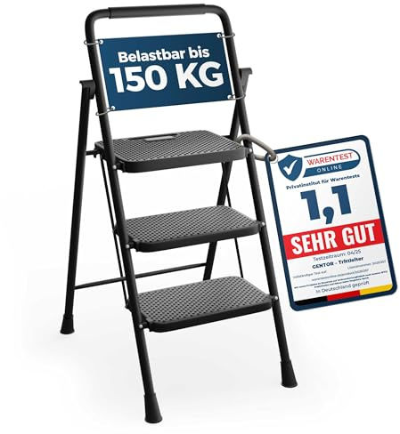 Trittleiter & Haushaltsleiter 3 Stufen klappbar, 150 kg, rutschfest