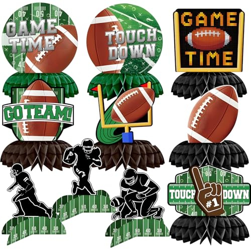 10 Pieces Football Honeycomb Centerpieces – Game Time Table Decorations with Football, Player, Goalpost, and Touchdown Signs for Game Day Parties and Sports-Themed Events