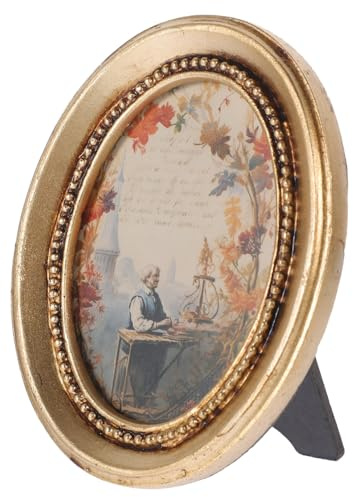 GETAJGHSD Marco de Fotos Vintage de Resina Dorada Adornos Elegantes, Resistente a Daños y Desvanecimiento, Adecuado para Colgar en Pared o Colocar en Mesa de Dormitorio