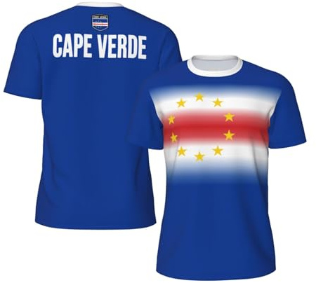 HLBSDM Maglietta in Jersey a Rete con Bandiera di Capo Verde e Stampa 3D a Gradiente di Colore, Ideale per Corsa, Ciclismo, Calcio e Fitness.