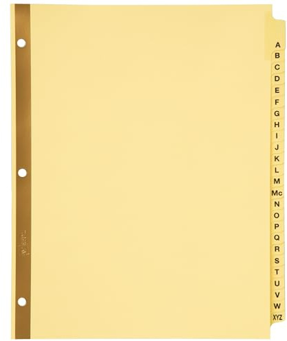 Avery 11306 Preprinted Laminated Tab Dividers w/Gold Reinforced Binding Edge, 25-Tab, Letter