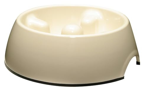 Dogit Dog Bowl Slow Feeder for Wet or Dry Dog Food, Go Slow Anti-Gulping Dog Dish, White, S