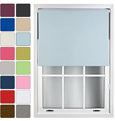 FURNISHED Roller Blinds Window Blackout Blind - 100% Black Out Thermal Fabric Easy Fit Fittings - Custom Made to Measure Blackout Blind Bedroom Bathroom Kitchen, Duck Egg Blue, Up to 120W x 165H cm