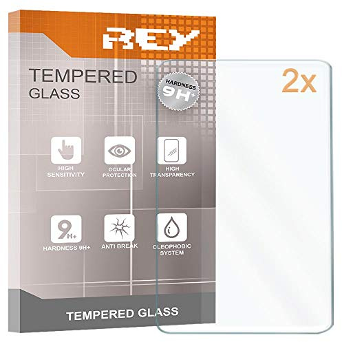 REY 2x Protector de Pantalla UNIVERSAL 10, Cristal Vidrio Templado Premium, Medidas 25,3 x 14,4cm ¡¡¡ Medir antes de comprar !!!