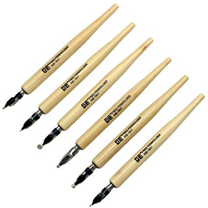 Hillento Comic Dip Pen Set, 6 Pen Pen Handler Artist Cartoon Pen Set Calligraphy Dip Pen avec 6 plumes - idéal pour les mangas/bandes dessinées/calligraphie/Word Art
