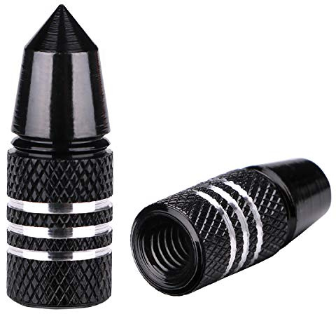 Presta Valve Caps Aluminum Bike Tire Caps Air Dust Valve Stem Covers Fit Presta/French Valves on MTB Mountain/Road Bike, Rocket Design, Heavy-Duty, Screw-On (5 Pack)