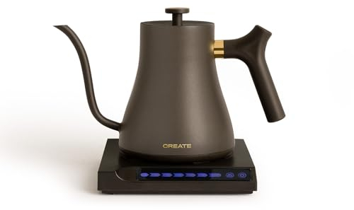 CREATE/HATTORI SWAN/Hervidor de agua eléctrico 0.5 L Negro/Calienta y mantiene, sistema de seguridad, termostato, pantalla digital, Indicador de temperatura, 880W