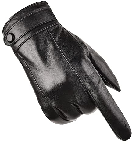 Philivivi Gants Hommes Hiver Écran Tactile, Cuir Artificiel Chauds Doublure Coupe-Vent Thinsulate pour l'extérieur Conduite Camping Sports