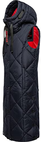 Navahoo warme Damen Winter Steppweste lang mit Kapuze Schnuckel Navy Gr. XXL