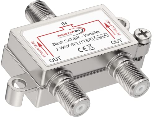Redstar24 2-Fach SAT BK Verteiler - Premium Satelliten-Verteiler für TV & Radio, HDTV/UHD 4K, DVB-S/S2, DVB-T/T2, DVB-C/C2, Robustes Gehäuse, SAT Splitter 2 Ausgänge, Einfache Installation