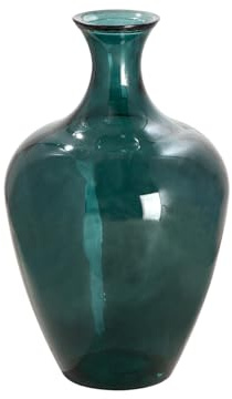 GILDE Grand Vase Décoratif XL Vase de Sol en Verre Recyclé - Vase en Verre Arturo - Vase Décoratif pour Salon Couleur: Vert Pétrole Hauteur 65 cm