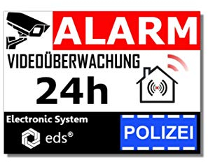 Egero - Lot de 8 autocollants dissuasifs pour vidéosurveillance de police - Protection contre les cambriolages - Pour la surveillance professionnelle (police)
