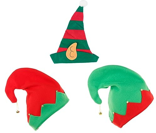 Parliky 3pcs Xmas Clown Hats with Bells Striped Christmas Costume Caps Fun Dress up for Holiday Parties Comfortable Lightweight for Festive Gatherings