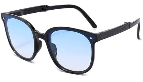 Teegxddy Lunettes de soleil rondes rétro classiques pour hommes et femmes, grandes lunettes, verres bleus dégradés