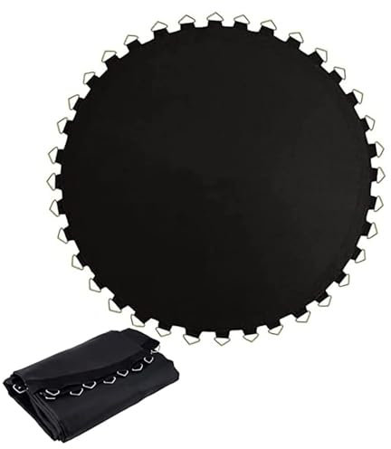 Tappeto Elastico Telo Ricambio Trampolino, Tappetino da salto a molla di sicurezza ad alta elasticità da 6 piedi e 8 piedi con anelli a V, resistenti all'acqua e ai raggi UV, 8FT(42 buckle),Black
