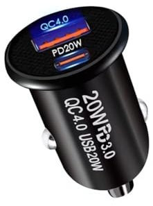 USB C Socket In Car USB Charger 2 Ports Fast Charge, 40W PD Fast & QC 4.0 Dual Port 12V Car Cigarette Lighter Extension, Flush Fit Mini Vehicle Adapter Plug for iPhone 16/15, Galaxy S10/S9 & More.