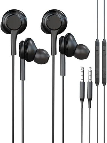 Casque Jack 3.5mm Filaires(Lot de 2) AUX Audio écouteur Compatible avec Samsung Gaming Intra-Auriculaires Câble Musique Oreillettes Appareils Portable Réduction Bruit Stéréo Android Téléphone MP3 PC