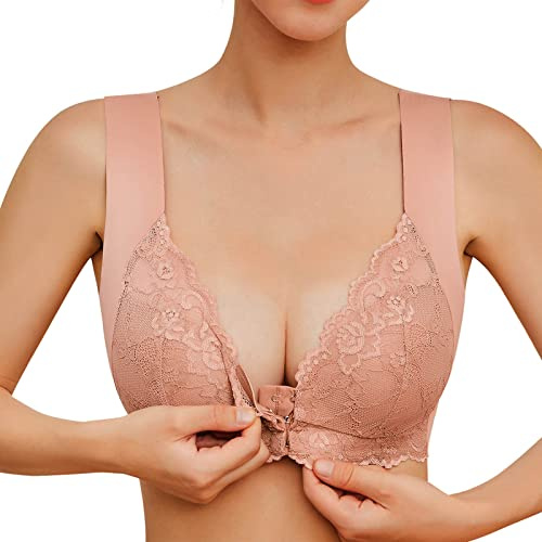 Soutien Gorge Fermeture Devant Femme sans Armature- Brassière Grande Taille Lingerie Dentelle Sexy Bretelles Larges Bralette Confortable Et Chic sous-Vêtements Respirant Fin Bra