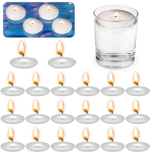Velas flotantes blancas metálicas, 20 unidades, velas flotantes, velas flotantes doradas, velas flotantes sin perfumar, velas de té para piscina de boda, baño de San Valentín, fiestas (blanco)