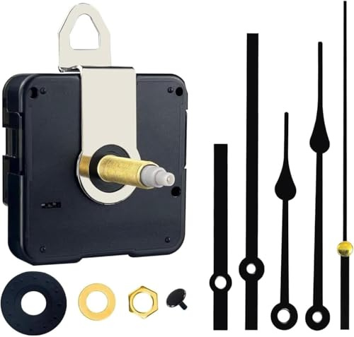 joonnair Uhrwerk für Wanduhr Lautlos, Uhrwerke Zum Selbsteinbau Mit Zeiger, GeräUschloses Uhrwerk DIY Uhr Ersatzteile Mit Metallzeiger, Ersatz Und Reparaturteile Kompatibel